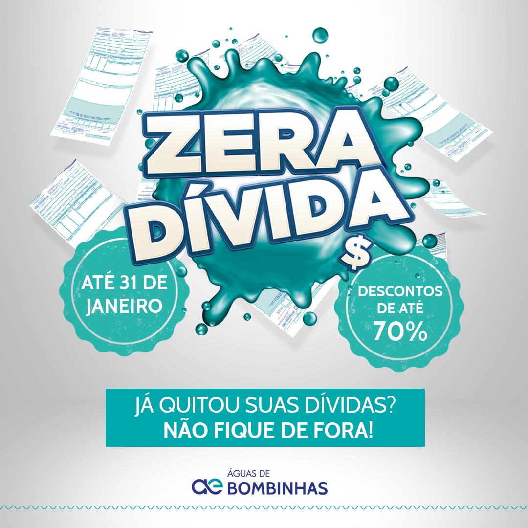 Campanha Zera Dívida oferece descontos para clientes em débito com a Águas de Bombinhas